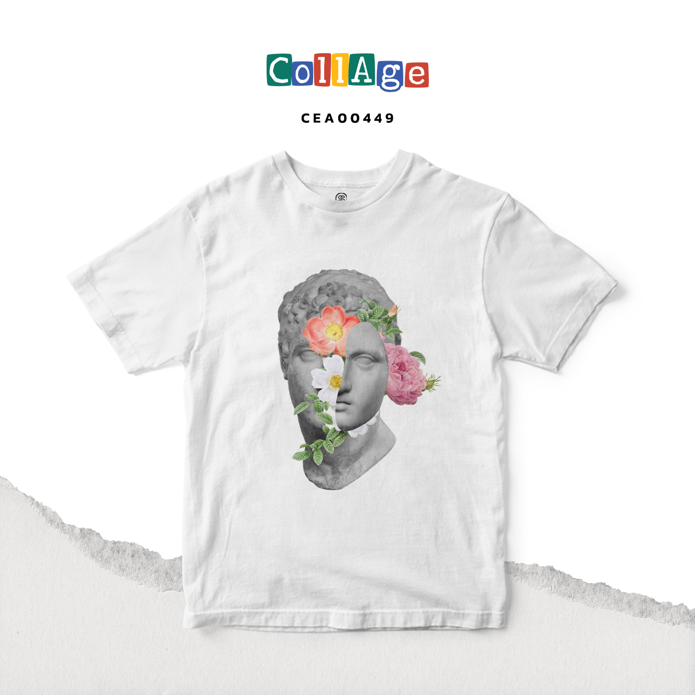 เสื้อยืดพิมพ์ลาย Collage Derek II รหัส CEA00449 สีขาว #เสื้อยืด #Collage