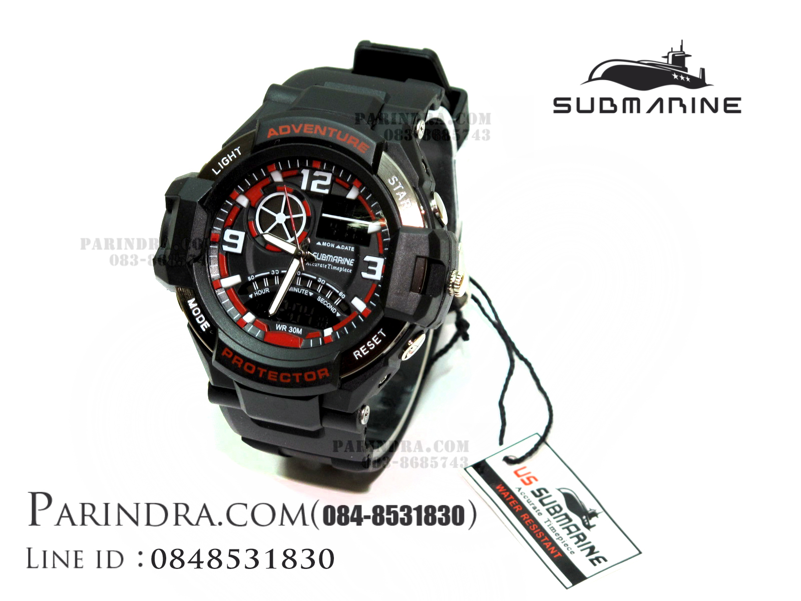 นาฬิกา US submarine Adventure Protector รุ่น TP3156M สีดำตัดแดง(พื้นดำ)