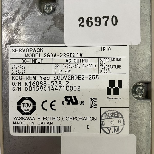 SGDV-2R9E21A SERVO DRIVE " YASKAWA "