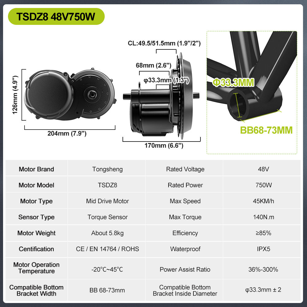 TONGSHENG Mid Drive Motor Conversion Kit – DIY Electric Bike Conversion Kit
