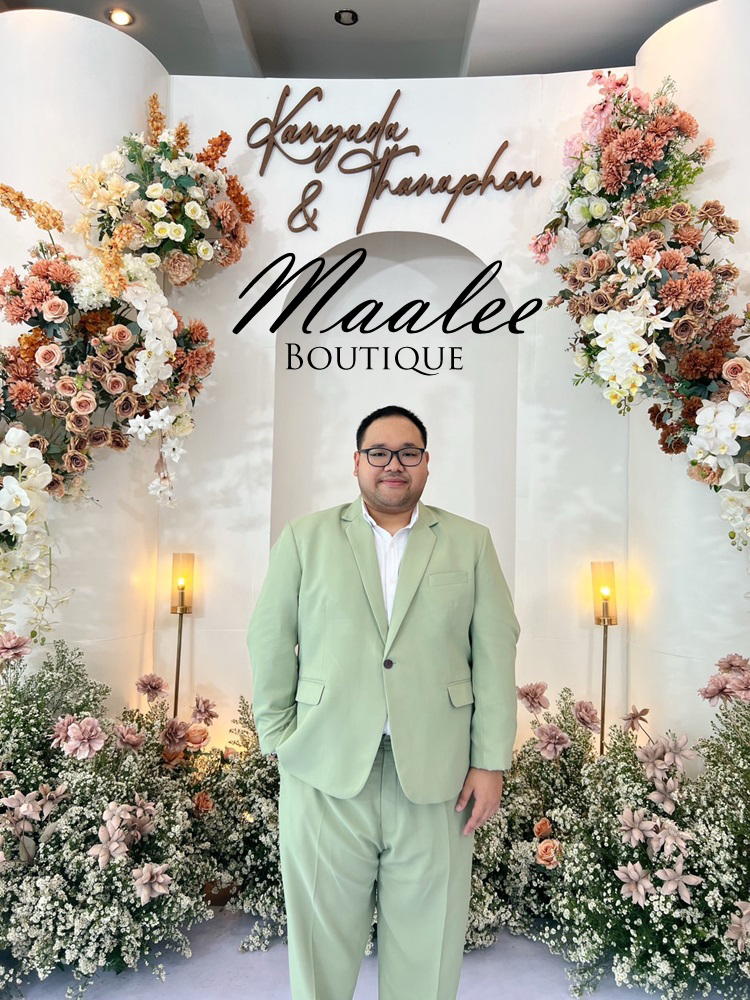 พร้อมเช่า ชุดสูทชาย สีชาเขียว งานตัดสูทพลัสไซส์ (ไม่มีกั๊ก)