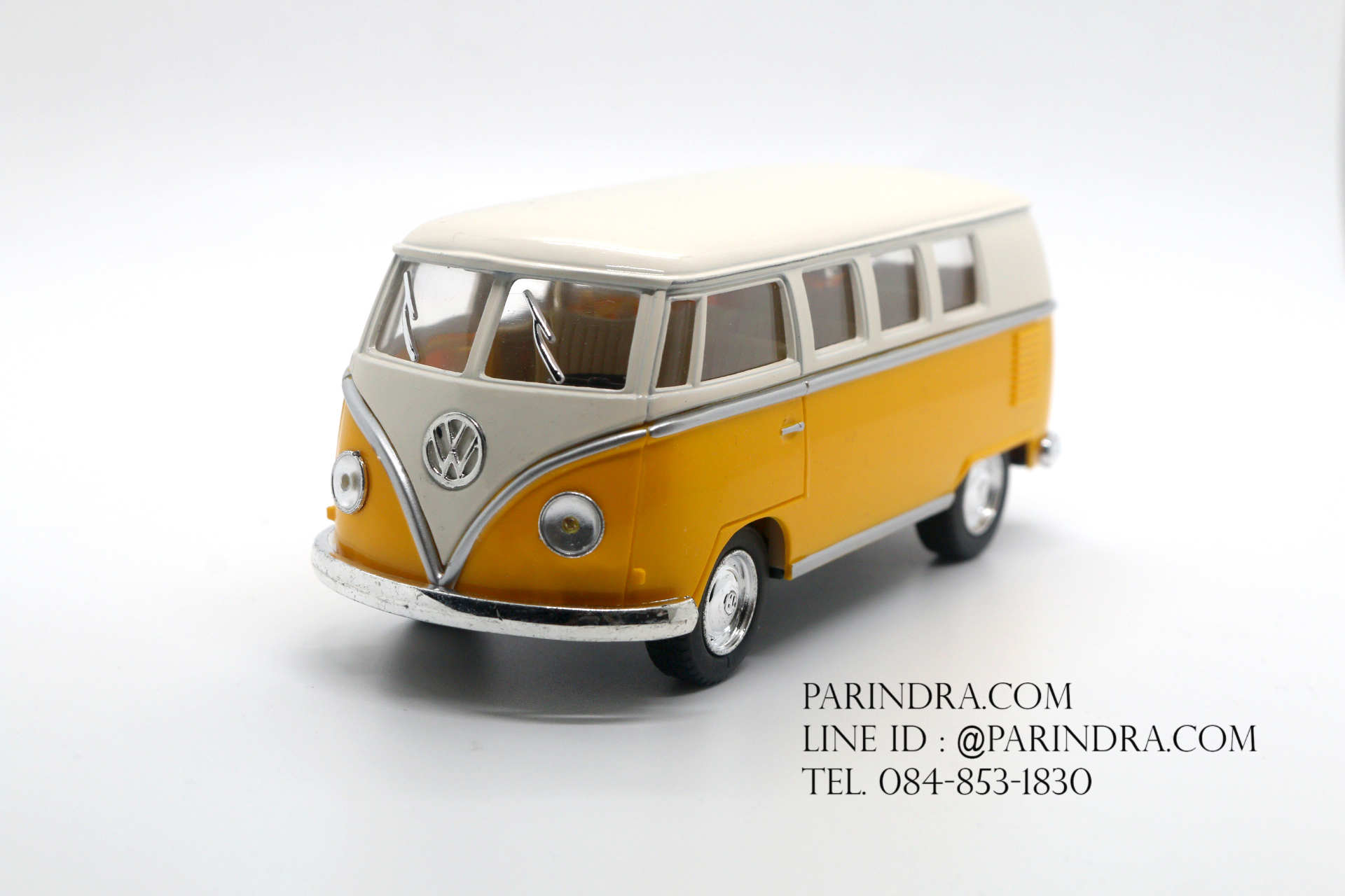 โมเดลรถเหล็ก รถตู้โฟล์ค รถเต่า Volksawagen Classical bus 1962 สีเหลือง