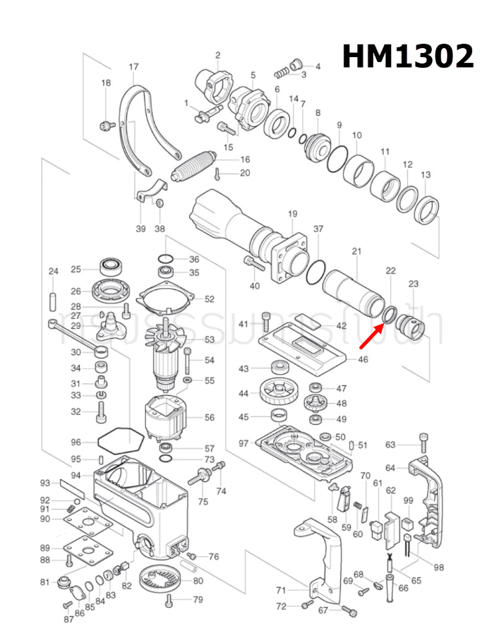 วงแหวนรูป Y 34 สกัดไฟฟ้า Makita HM1302 [#22] Pn.213477-2 (แท้) ##