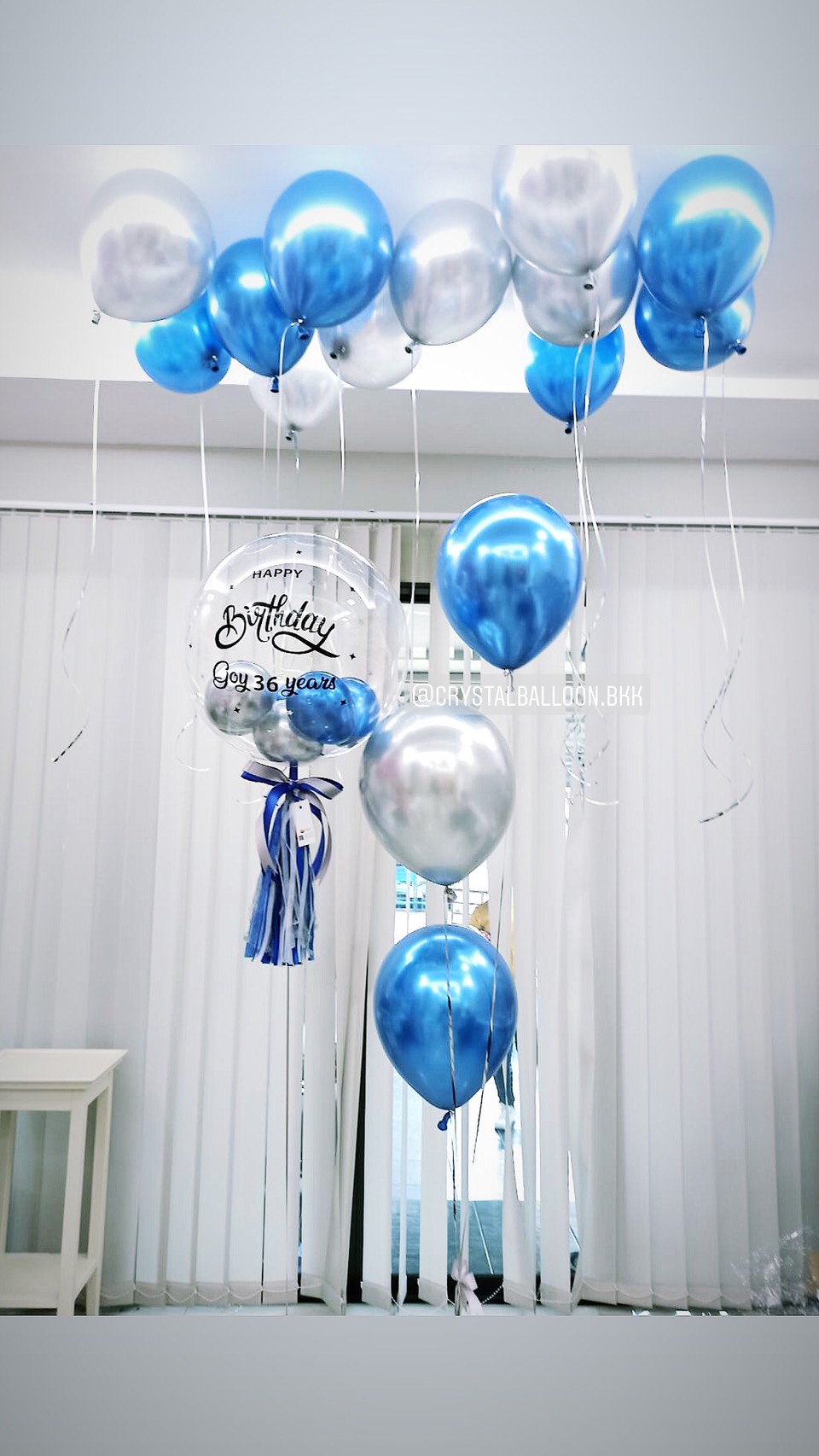 ลูกโป่ง วันเกิด Bubble USA ขนาด 24" พร้อม ช่อลูกโป่งโครเมี่ยม ช่อ 3 ลูก 1 ช่อ,ลูกโป่งลอยฝ้า 12 ลูก พร้อมตกเเต่ง สามารถเปลี่ยนสีลูกโป่ง/เปลี่ยนข้อความได้