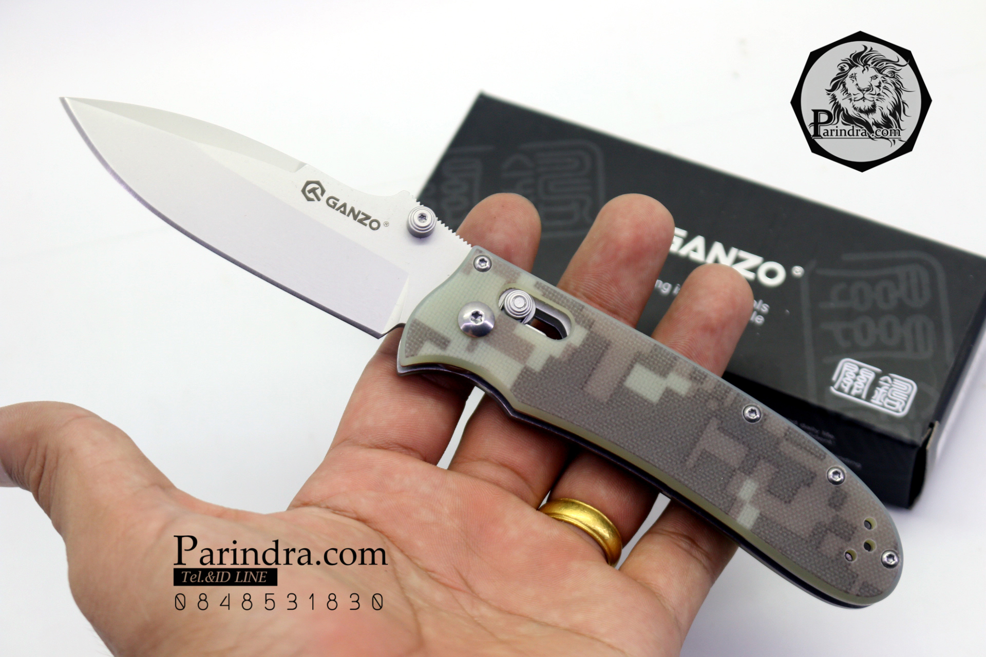 มีดพับ Ganzo รุ่น G704-CA CAMOUFLAGE สีลายพรางทหาร ของแท้ 100% (กล่องสีดำ)