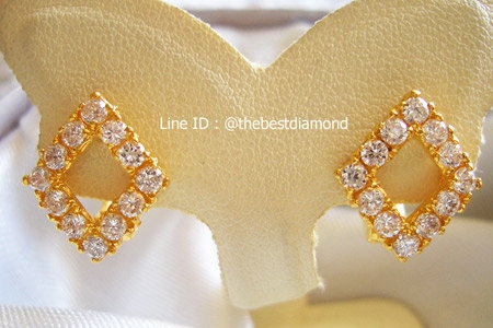 BE320 ต่างหูรูปสี่เหลี่ยมข้าวหลามตัด งานสวยมากๆๆ เหมือนจริงมากๆๆ เพชรCZ แวววาว