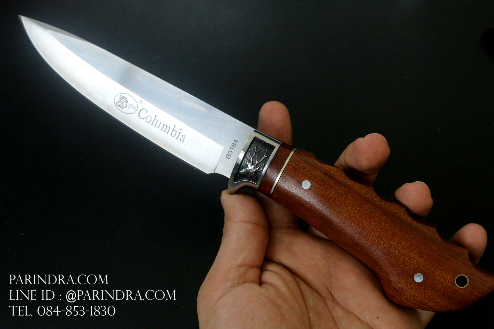 มีด Columbia A3184 ด้ามไม้คลาสสิค ขนาด 11 นิ้ว การ์ดลายกวาง