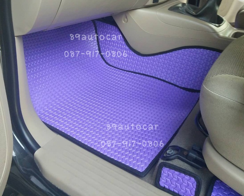 ผ้ายางปูพื้นรถยนต์ Toyota Vigo Cab ธนูสีม่วงขอบดำ