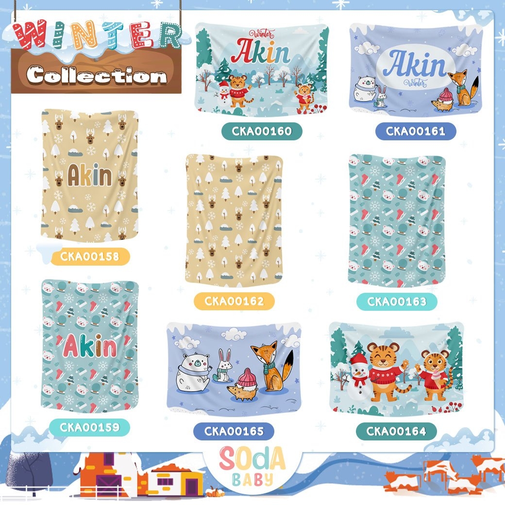 ผ้าห่มเด็ก ลาย Winter ใส่ชื่อได้ รหัส CKA00160 ⛄️❄️#Winter #SOdAbaby
