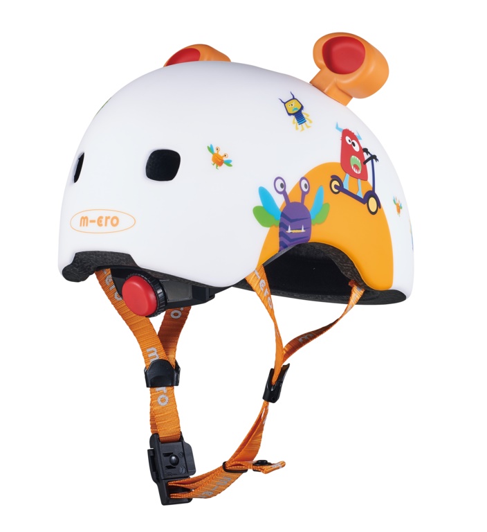 หมวกกันน็อคสำหรับเด็ก MICRO สีสันสดใส การออกแบบที่คำนึงถึงความสะดวกสบายและความปลอดภัย มีแผ่นโฟมหนาป้องกันแรงกระแทกได้ดี และสายรัดคางที่ปรับได้