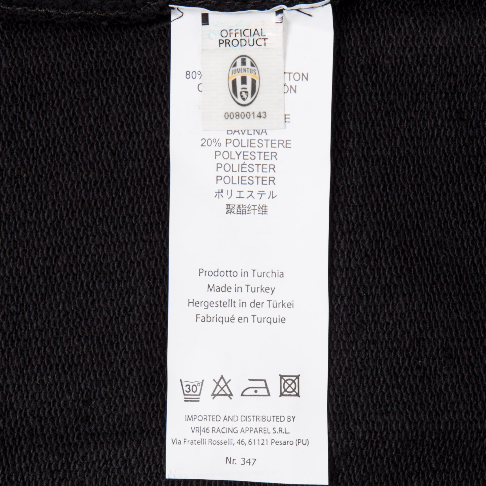 เสื้อกันหนาวยูเวนตุสของแท้ Juventus Logo Fleece Full Zip Black