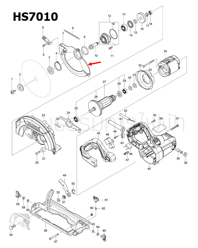 บังใบ เลื่อยวงเดือน Makita มากีต้า HS7010 [#7] Pn.319188-8 (แท้) ##