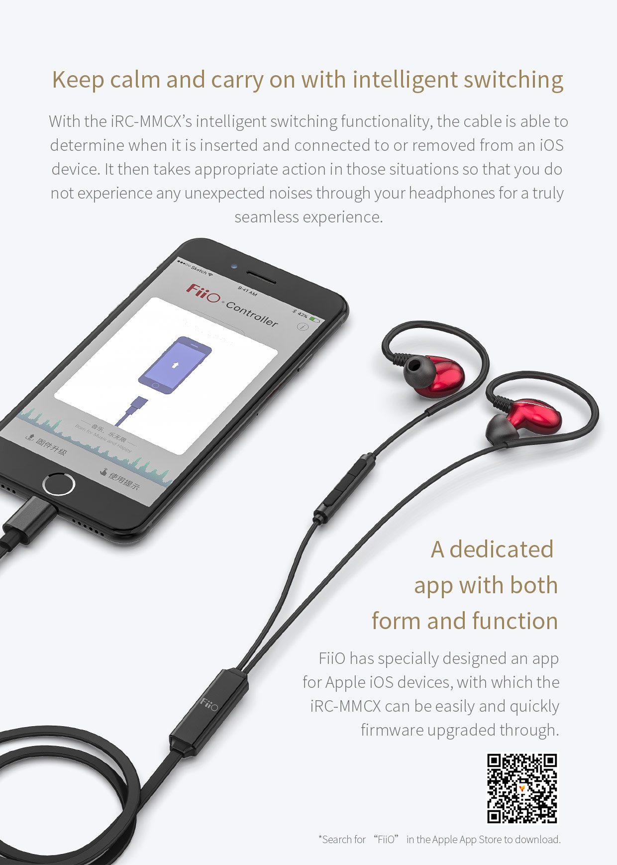 ขาย FiiO iRC-MMCX สาย Lightning สำหรับ iphone , ipod , ipad ขั้ว MMCX พร้อมไมค์ในตัว