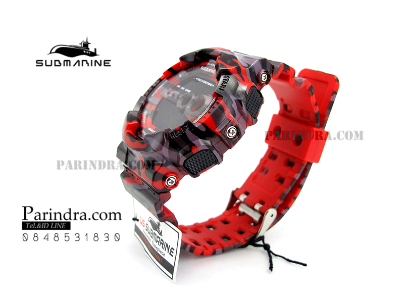 นาฬิกา US submarine รุ่น TP1340M (Military) สีลายพรางทหารสีแดง หน้าปัดพื้นดำ