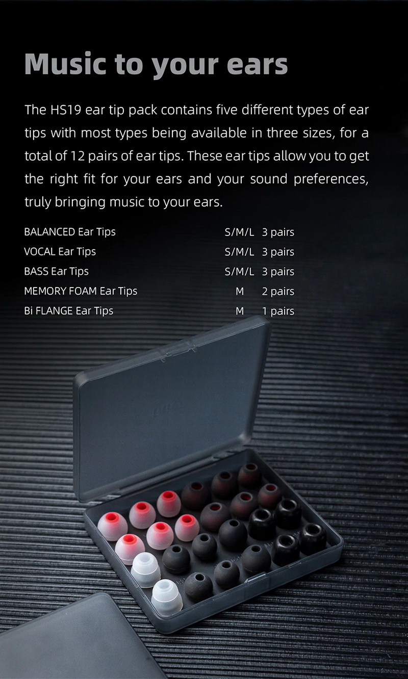 ขาย FiiO HS19 เซ็ตจุกหูฟัง 12 คู่ ที่มีสไตล์ที่แตกต่างกันถึง 5 รูปแบบ