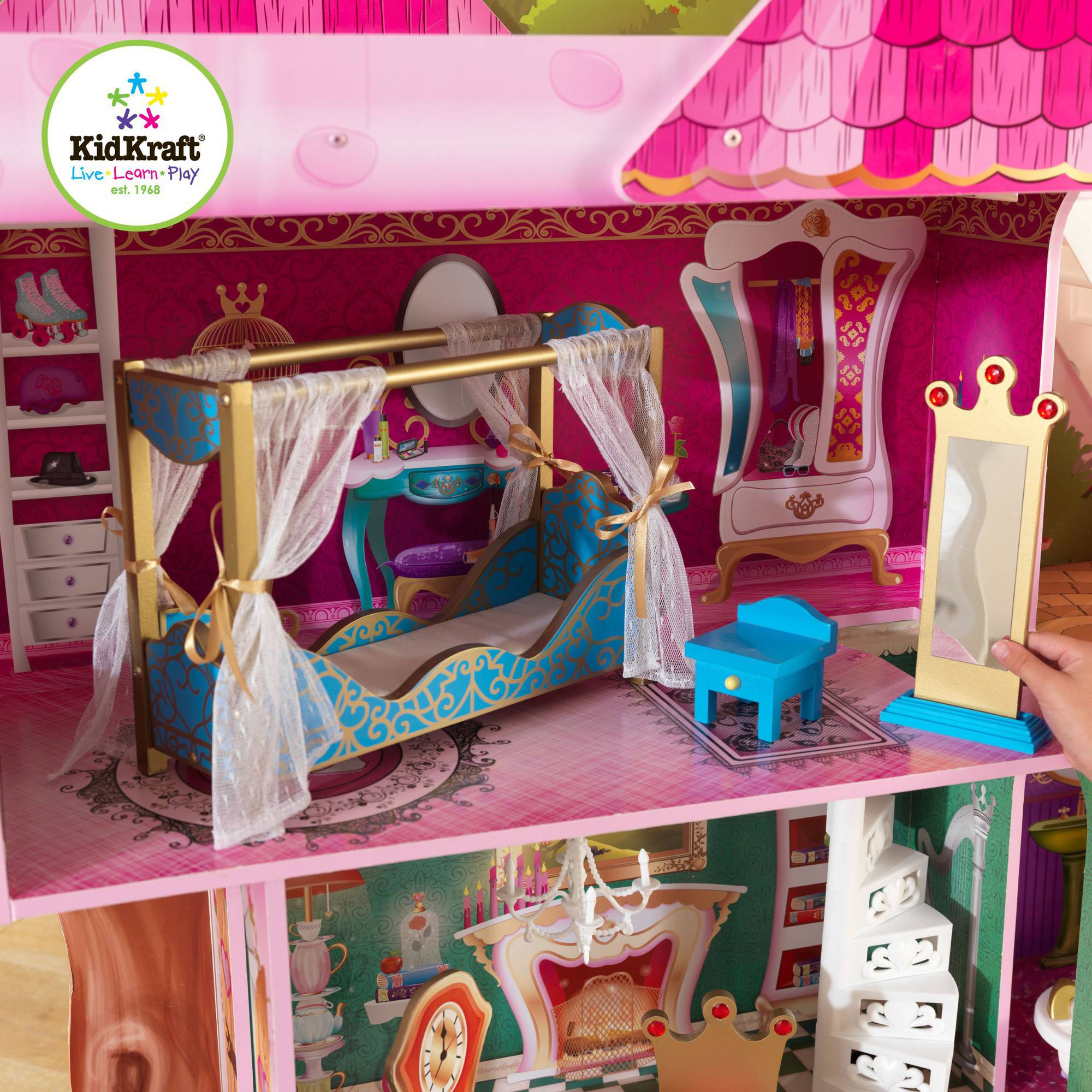 KidKraft Storybook Wooden Mansion with 14 Pieces of Furniture บ้านตุ๊กตาไม้ในหนังสือนิทาน มาพร้อมเฟอร์นิเจอร์ 14 ชิ้น ของเล่นยอดนิยมอันดับ1 เด็กหญิงในอเมริกา ไม่มีจำหน่ายในประเทศไทย นำเข้าจาก USA ของแท้ 100%