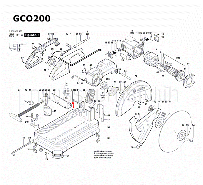 ฝาครอบ เครื่องตัดเหล็ก BOSCH รุ่น GCO14-24, GCO14-24J, GCO200, GCO220, GCO240 Pn.1609B03624 (แท้-สั่ง)