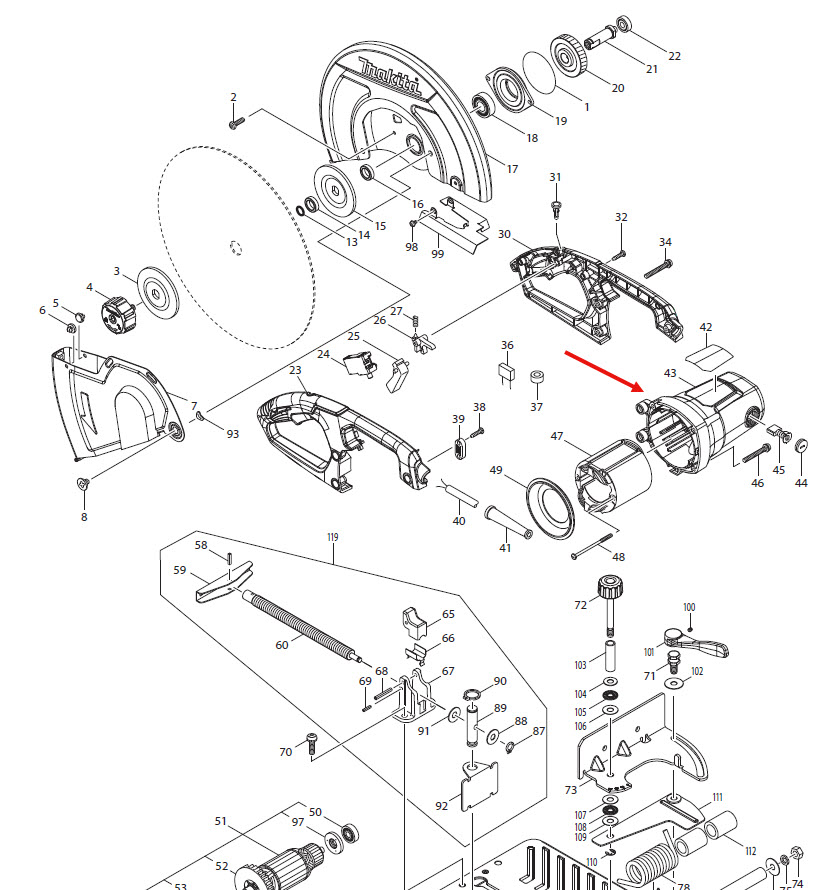 เสื้อฟิลคอยล์ แท่นตัด Makita มากีต้า LW1400, LW1401 Pn.143463-8 (แท้) ##