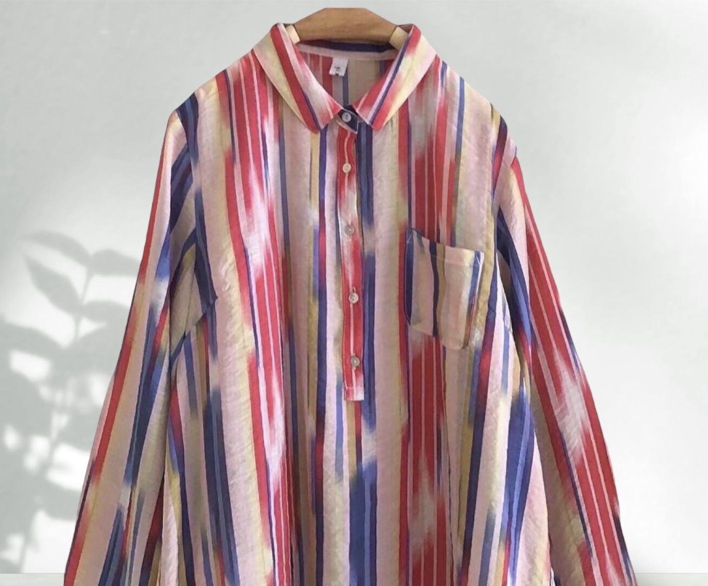 เสื้อผ้าลินินลายทางเนื้อบางนิ่ม