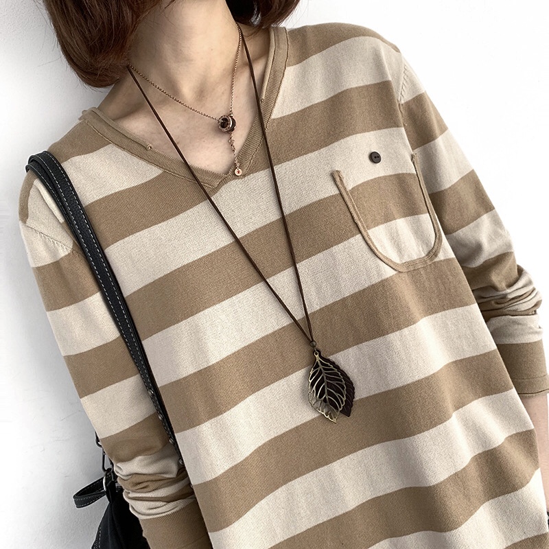 เสื้อยืดไหมพรมลายทาง