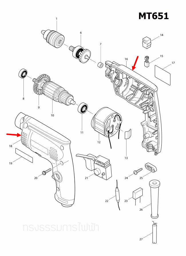 เสื้อฟิลคอยล์ สว่าน มาคเทค Maktec MT651 [#16, #18] Pn.183874-5 (แท้) ##