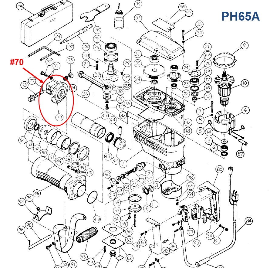 PH65A [#70] ปากจับดอก, ตัวจับดอก สกัดปูน ฮิตาชิ