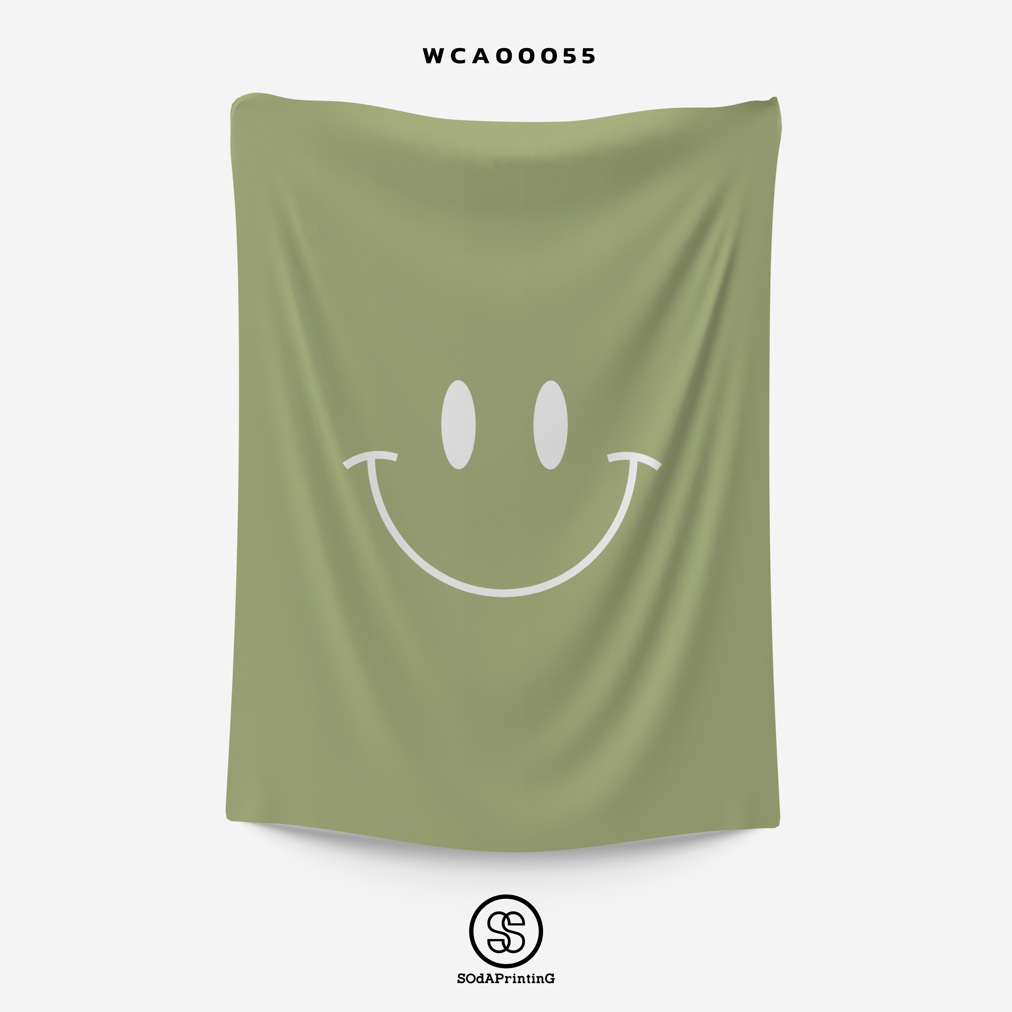 ผ้าติดผนัง ผ้าแขวนผนัง ผ้าตกแต่ง Smiley สีเขียว WCA00055 #SOdAhome #WallCloth