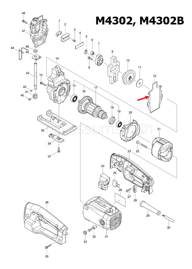 ปะเก็น จิ๊กซอว์ มาคเทค-Maktec, Makita มากีต้า MT430, M4302, M4302B [#12] Pn.442145-2 (แท้) ##(**)