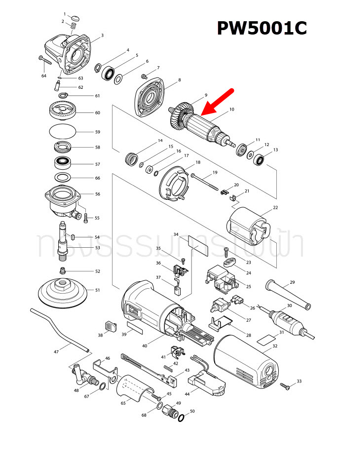 ทุ่น เครื่องขัดเงาหิน Makita มากีต้า PW5001C (แท้) ##