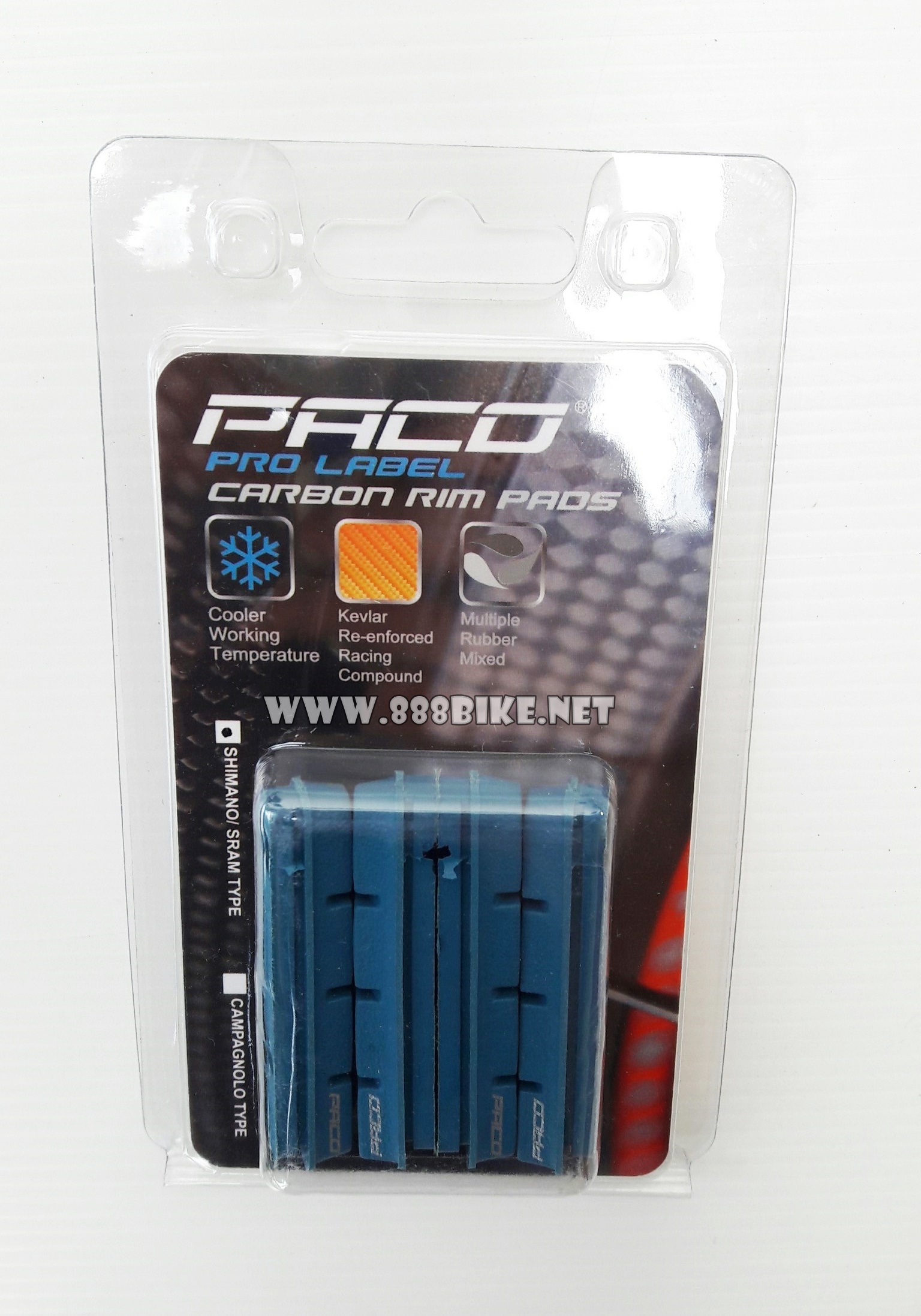 เฉพาะแผ่นยางเบรค PACO PRO LABEL CARBON RIM PADS (สำหรับขอบคาบอน 2 ล้อ)