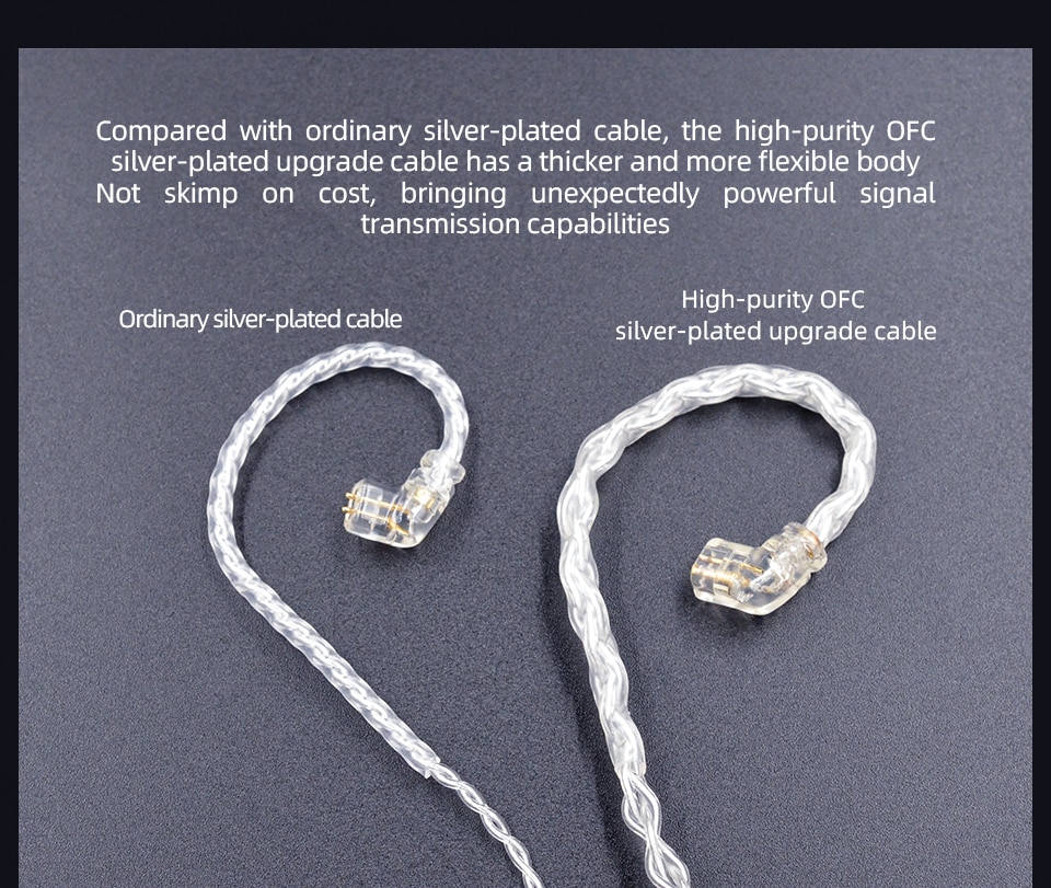 ขาย KZ NEO Silver สายอัพเกรดหูฟัง ทองแดง OFC ชุบเงิน สำหรับหูฟัง KZ ขั้วพินC