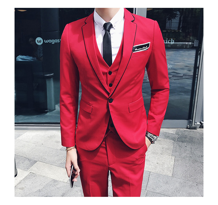 Pre-order ชุดสูทชาย สีแดง เข้ารูป
