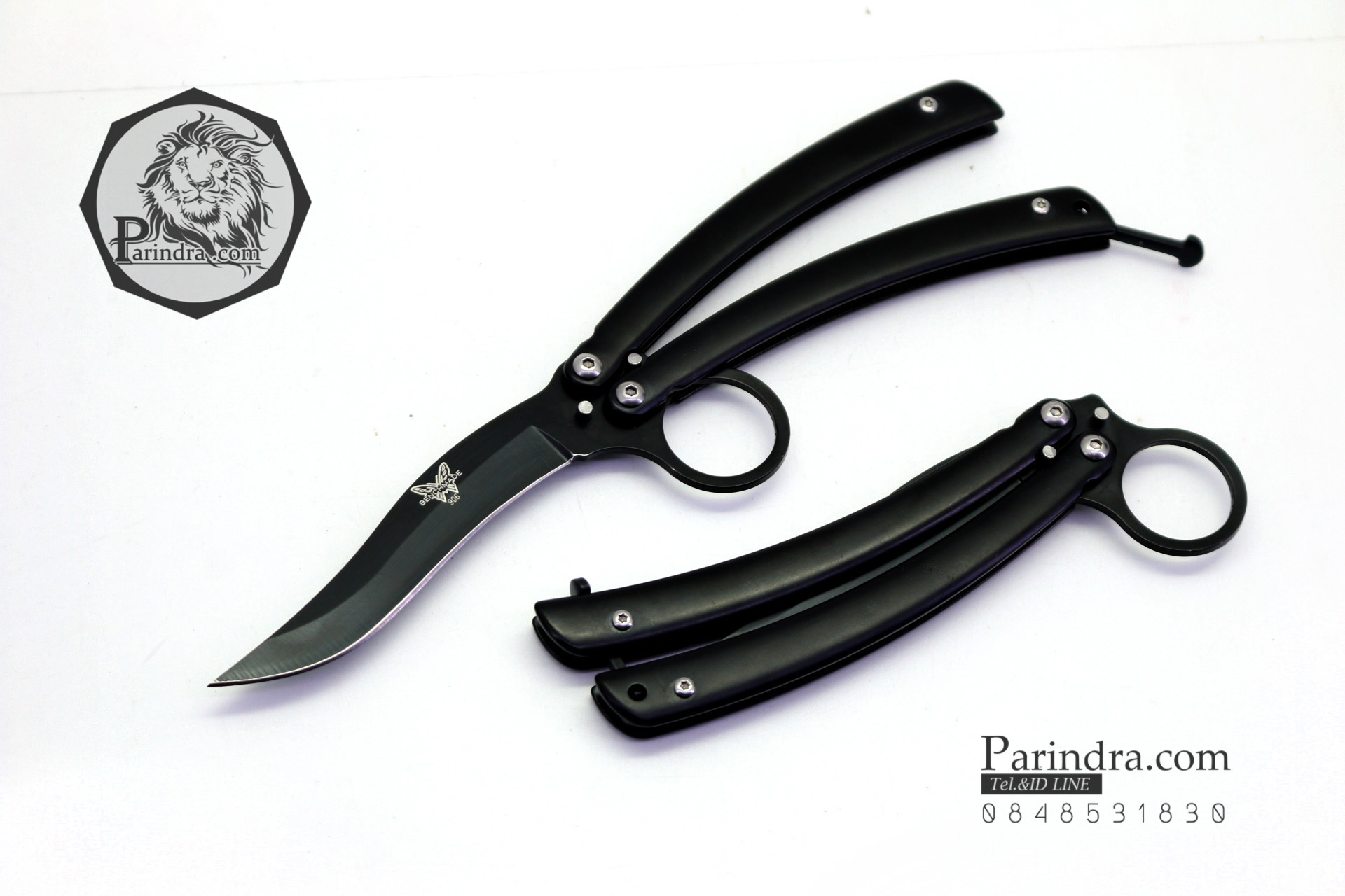 มีดบาลีซอง Balisong มีดควง มีดปีกผีเสื้อ สีดำ มีห่วงนิ้วมือ ขนาด 8.5 นิ้ว BLA010