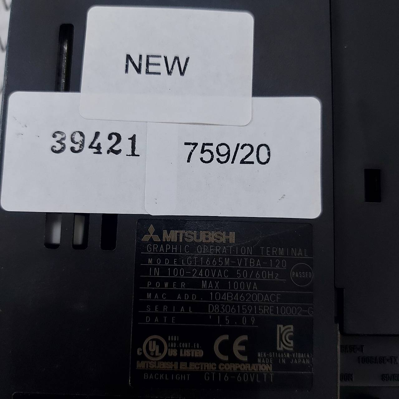 GT1665M-VTBA-120 HMI " MITSUBISHI "