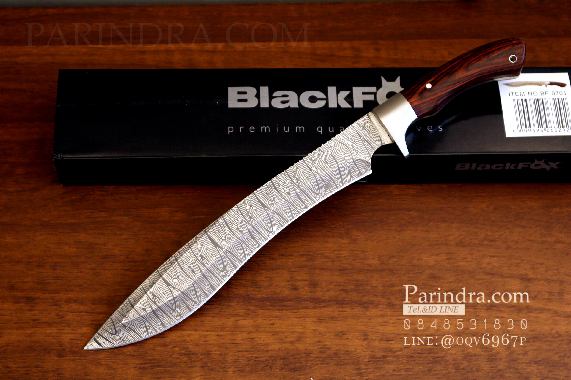 มีดกรูข่า BlackFox Kukri Damuscus Laser Veins Pattern Knife ขนาด 17.5 นิ้ว