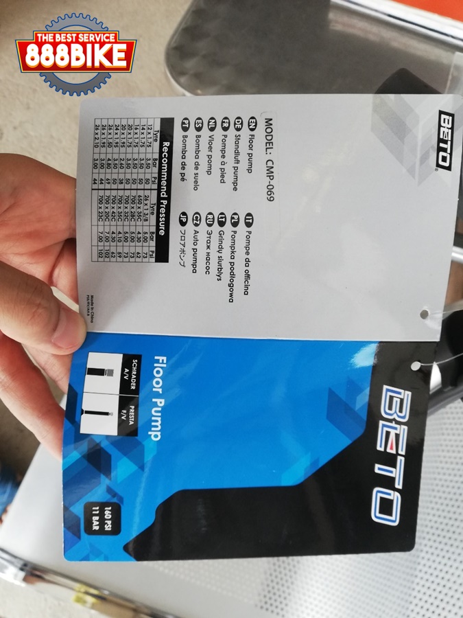 สูบตั้งพื้นอลูมิเนียม BETO CMP-069 ด้ามด้ามอลู สูบได้ทั้ง Presta และ SChrader