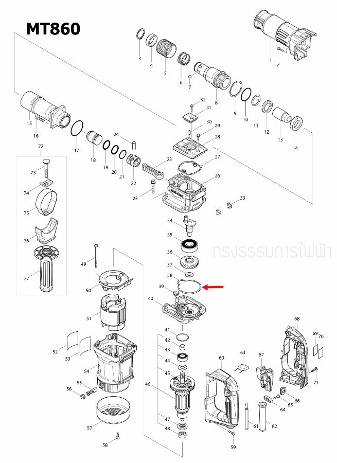 SEAL RING B สกัดไฟฟ้า Maktec มาคเทค MT860, M8600 [#38] Pn.424632-3 (แท้) ##