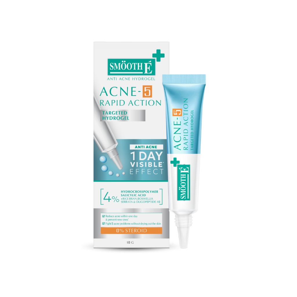 Smooth E Acne-5 Rapid Action 7g. เจลเเต้มสิว สำหรับผิวเป็นสิวง่าย ลดรอยดำ รอยแดง สิวอักเสบ
