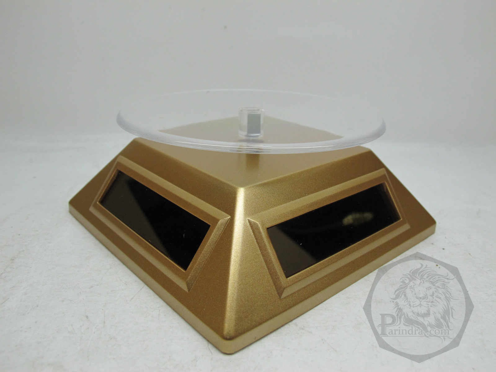 แท่นโชว์สินค้าแบบหมุน จานหมุน แท่นหมุน ถาดหมุน พลังงานแสงอาทิตย์ สีทอง