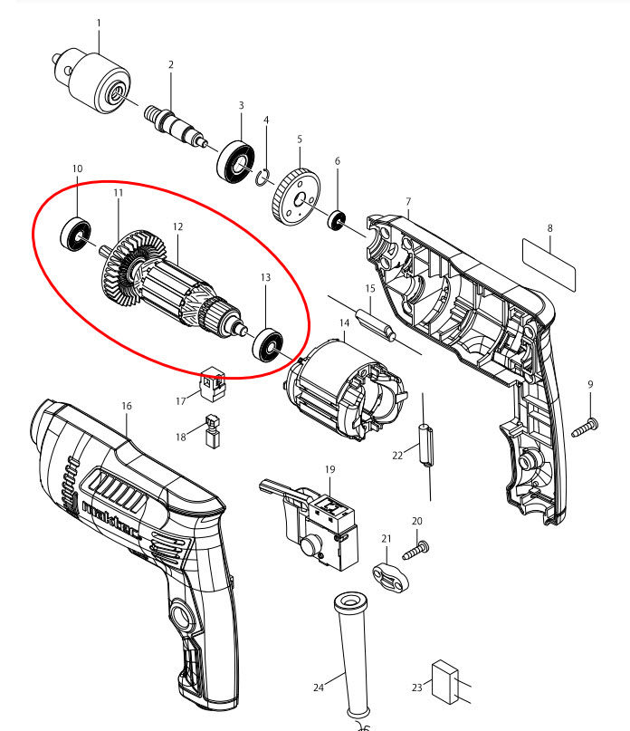 ทุ่น สว่าน Makita M0600B - Maktec MT60 (แท้) ##
