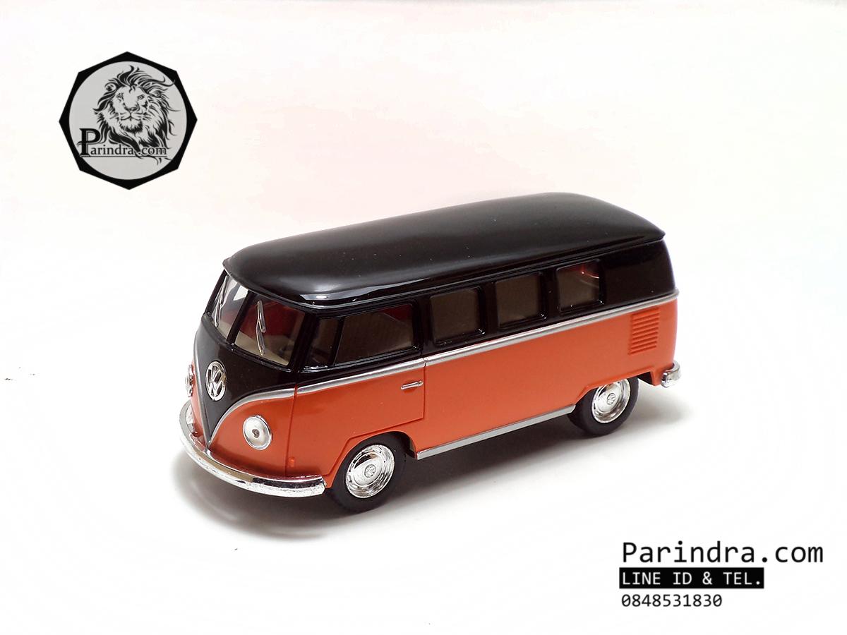 โมเดลรถเหล็ก รถตู้โฟล์ค รถเต่า Volksawagen Classical bus 1962 สีส้ม
