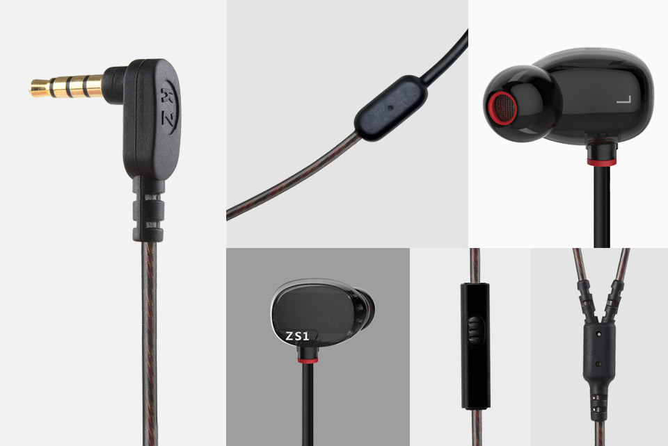 ขาย KZ ZS1 หูฟัง 2 ไดร์เวอร์ระดับ Hi-Fi พร้อมสาย 108 coreแบบ LC-OFC