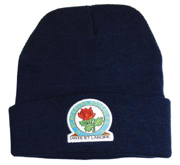 หมวกไหมพรมที่ระลึกแบล็กเบิร์น Blackburn Rovers Hat Woven Crest Badge สีน้ำเงินเข้ม ของแท้ 100%
