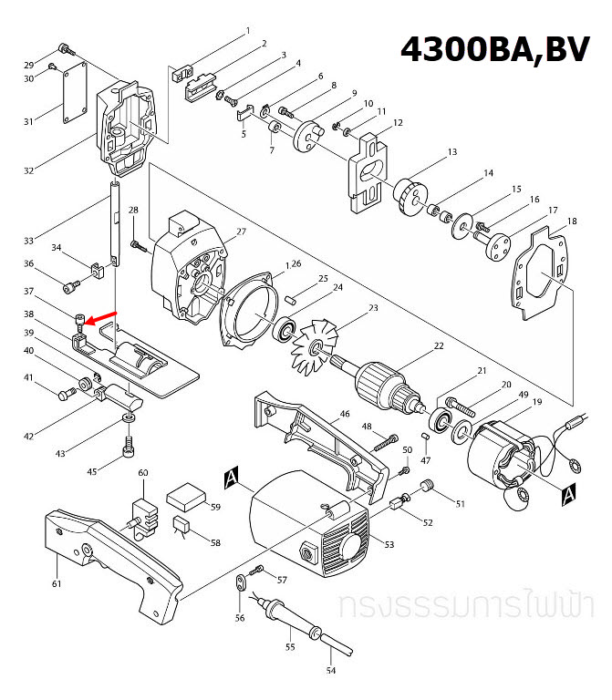 น๊อต M4X12 เลื่อยจิ๊กซอว์ Makita 4300BA, 4300BV [#37] Pn.922117-8 (แท้) ##