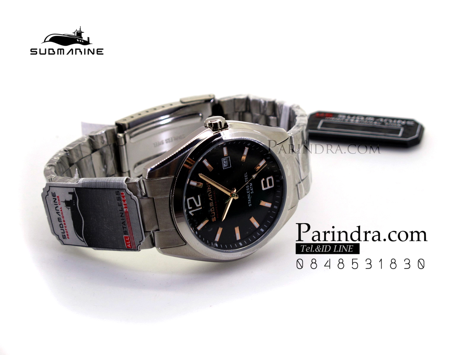 นาฬิกา US submarine รุ่น SUB039 แสตนเลสหน้าปัดสีดำ ของแท้100%