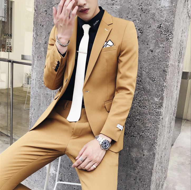 Pre-order เสื้อสูทชาย น้ำตาลทอง หล่อเนียบ ทรงสลิม