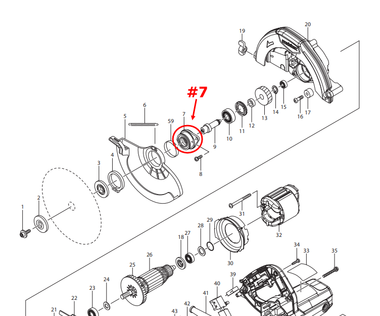 ฝาปิดลูกปืน เลื่อยวงเดือน Maktec รุ่น MT583 [#7] Pn.318880-3 (แท้) ##