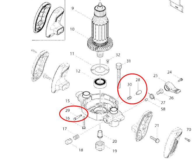 ชุดล็อค เราท์เตอร์ Maktec มาคเทค, Makita มากีต้า รุ่น MT360, MT362, M3600, M3600B Pn.286270-7, Pn.256482-6, Pn.233396-6 (แท้) #B5