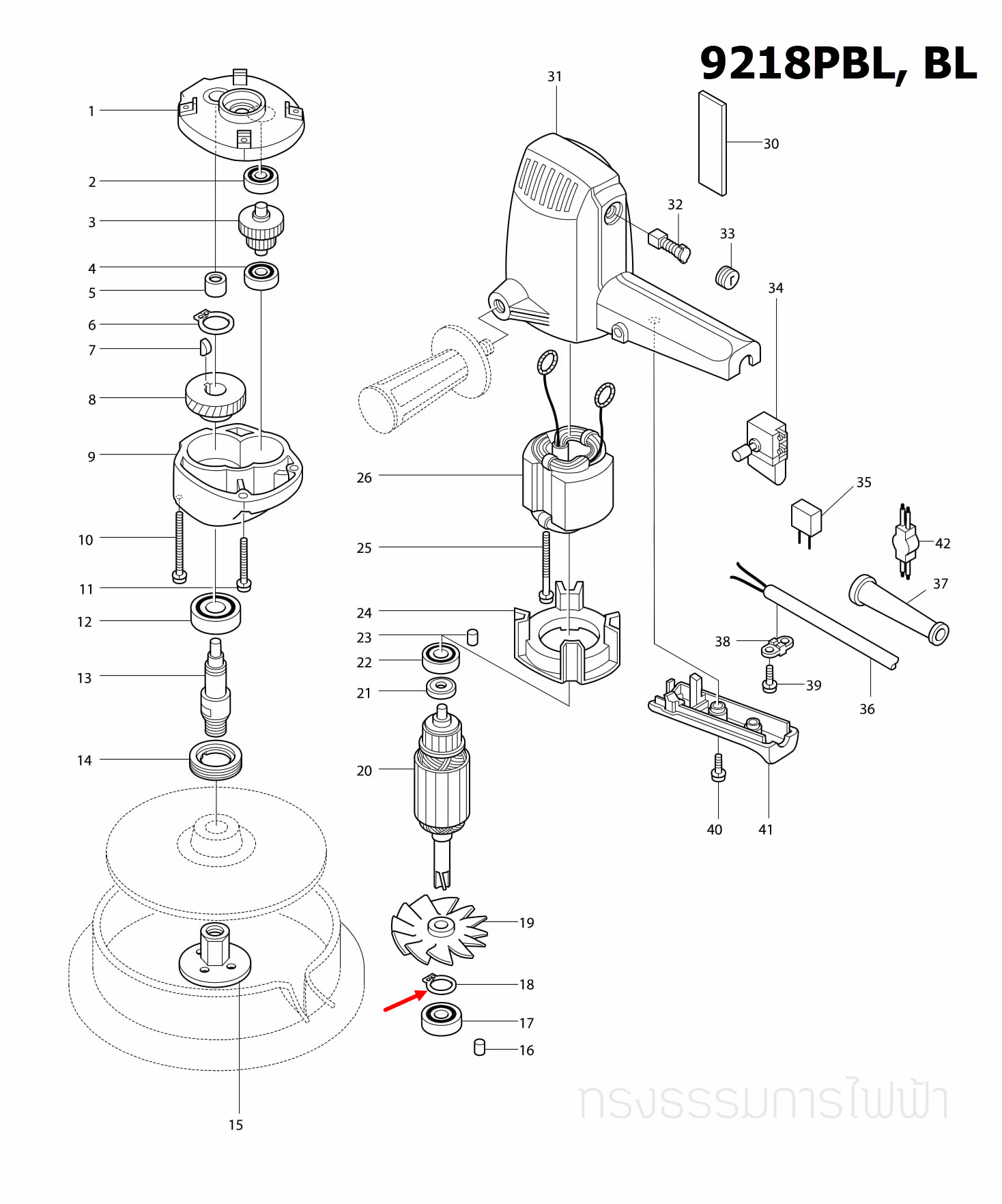 แหวนล็อค Maktec, Makita MT560, MT583, MT811, MT813, MT817, MT910 , MT940, MT941, MT958, 4100NB, M8103 (ใช้ได้กับหลายรุ่น) (ห่อ=10ตัว #12)