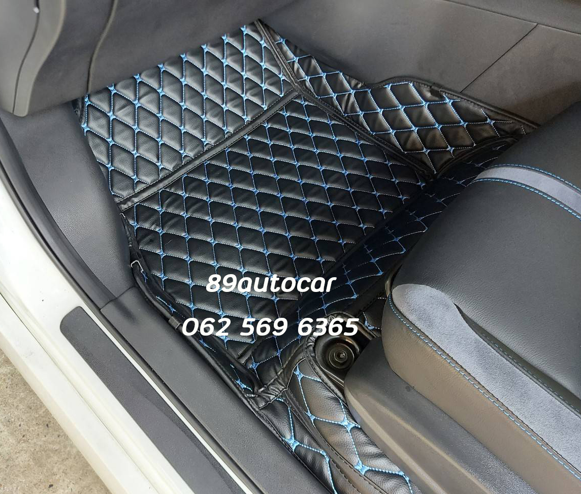 พรมรถยนต์ Nissan Leaf ปูพรม6D สีดำด้ายฟ้า เต็มคัน